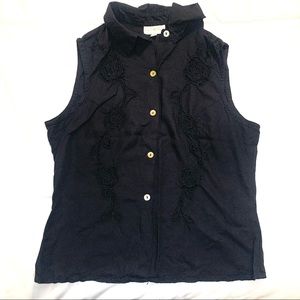 Uluwatu Black Embroidered Top Size Small